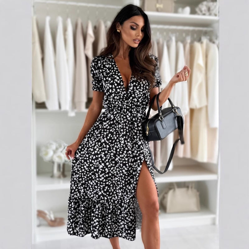 Ladies Elegant Floral Maxi Wrap Dress Lune London