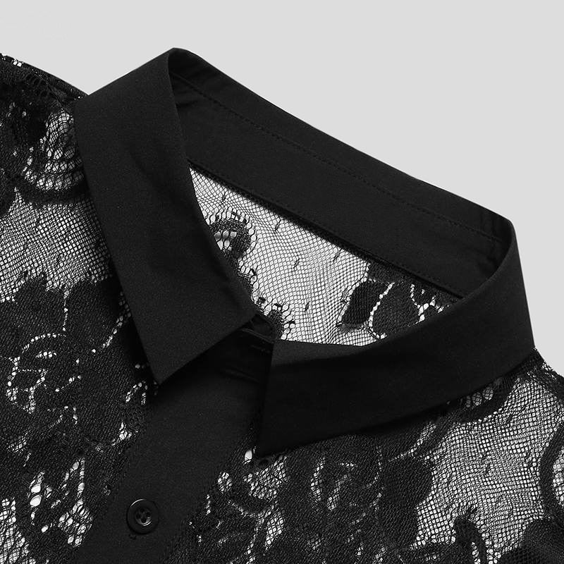 Transparent blouse for ladies with floral lace pattern Lune London
