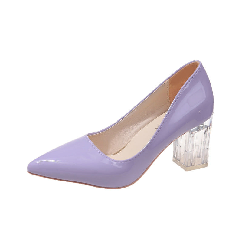 Classic women's pumps with transparent block heel and pointed toe Lune London