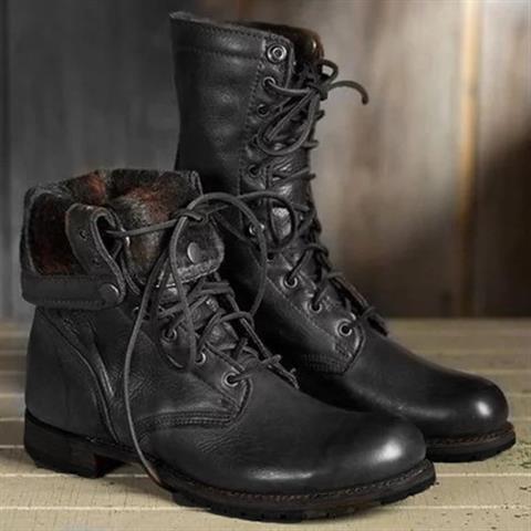 Lune London | Lace-up boots - Leather - Round toe - Robust sole - Mid-high shaft