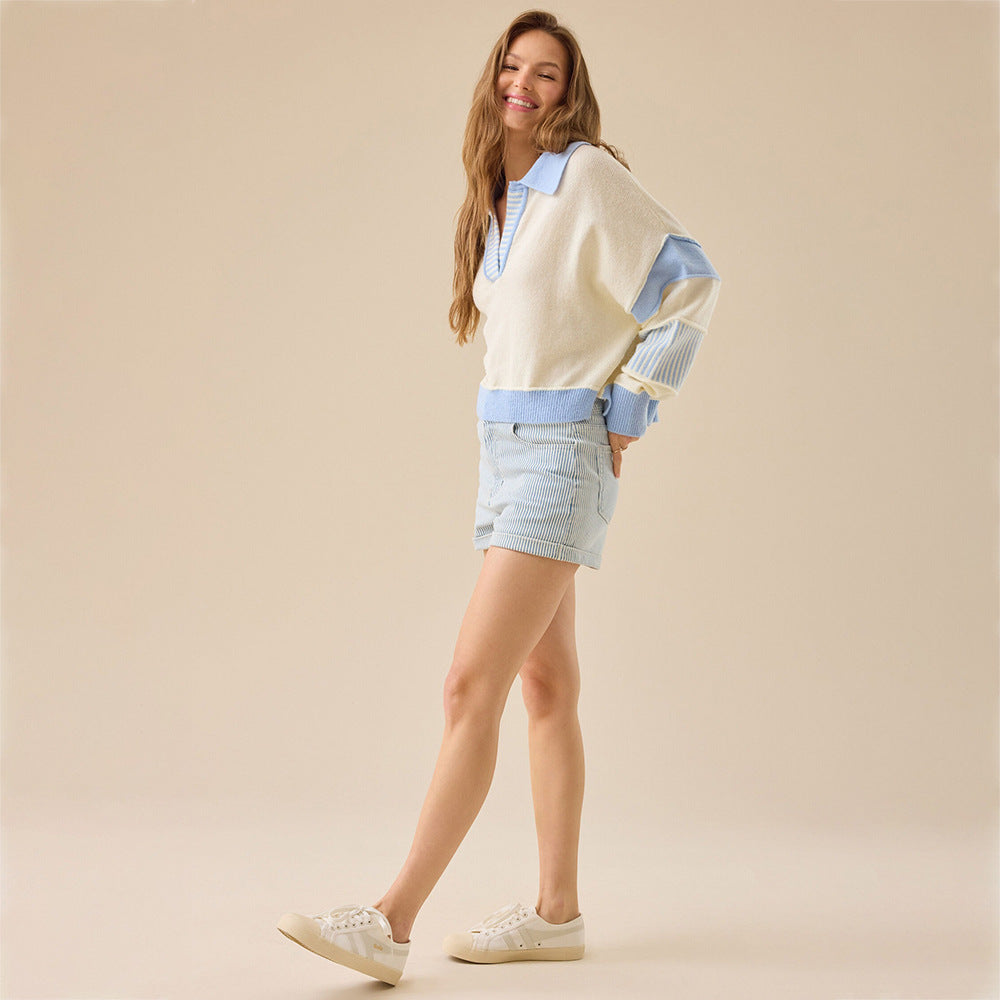 Women Casual Sweater with Modern Collar and Structured Design Lune London