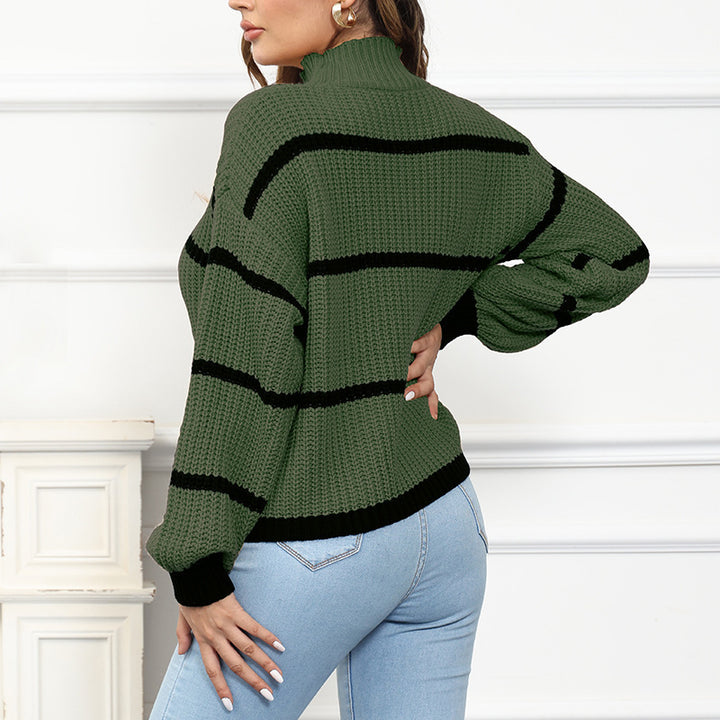 Thick knit sweater for ladies with color block pattern Lune London
