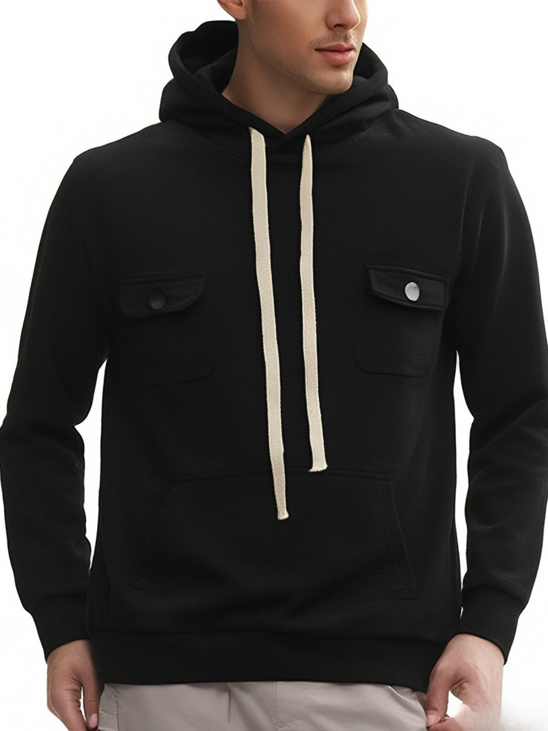 Men's hoodie with practical pockets and textured design Chic and style
