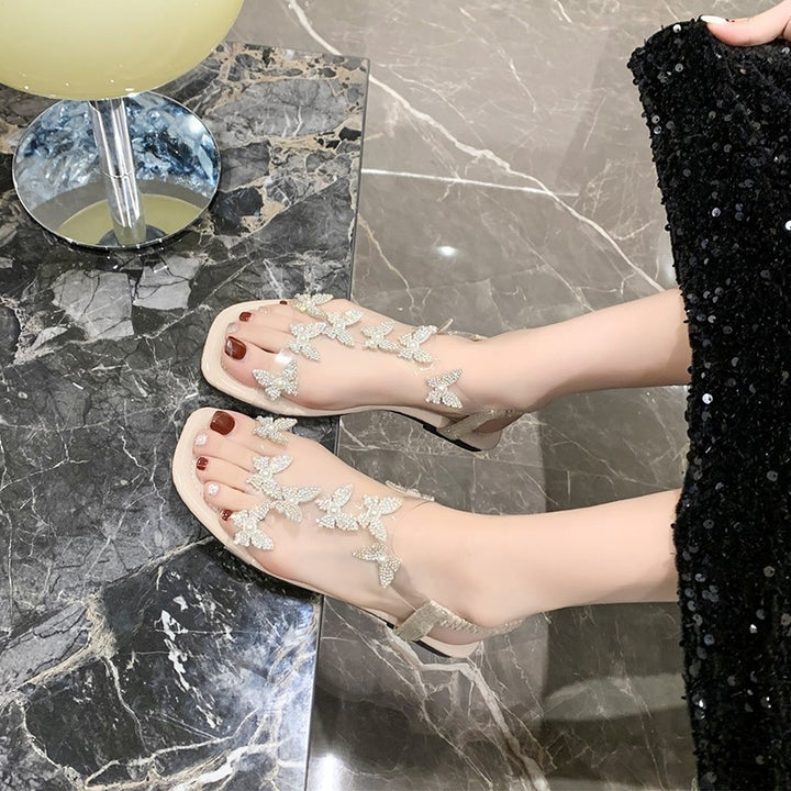 Ladies elegant sandals with rhinestone embellishments Lune London