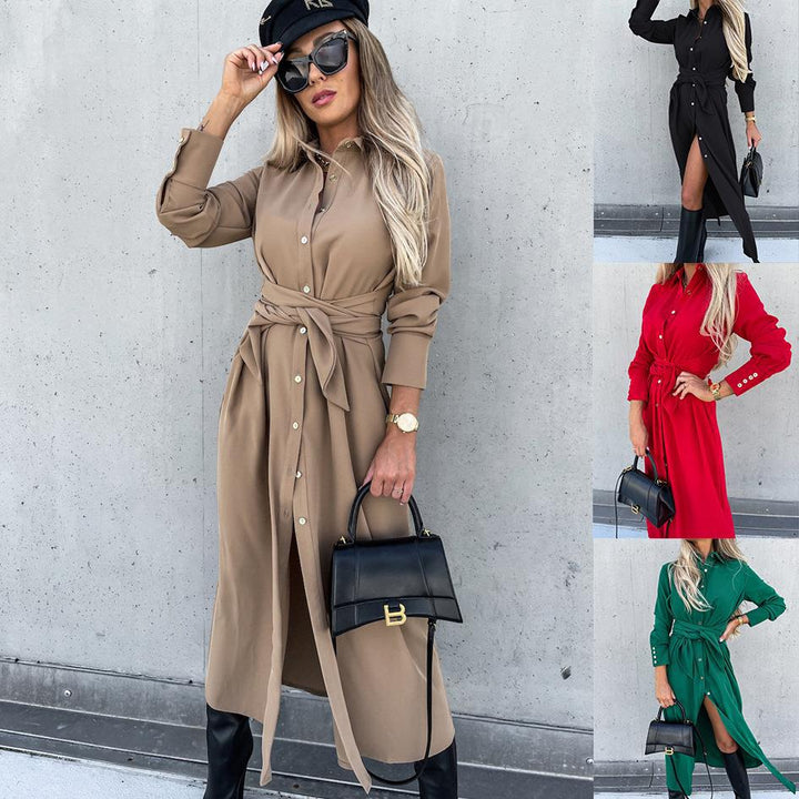 Lune London | Women's Shirt Dress with Tie Belt and Side Slit