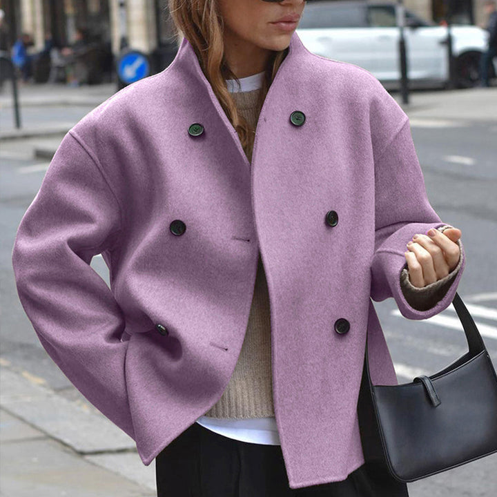 Fashionable wool jacket for women with double flap and high collar Lune London