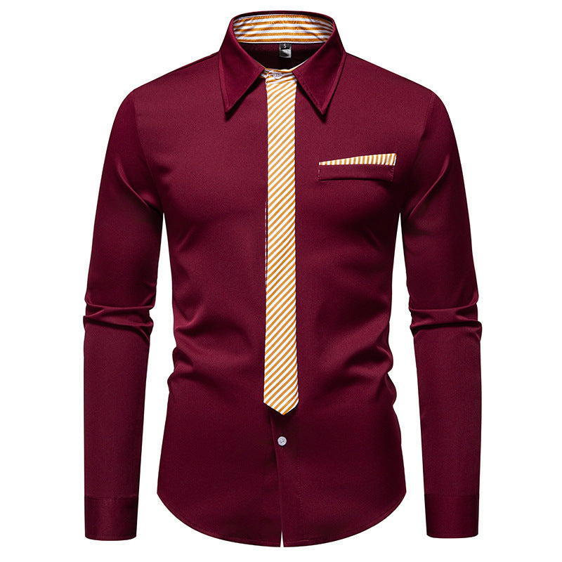 Men's long-sleeve shirt with an innovative collar design and a practical chest pocket Lune London