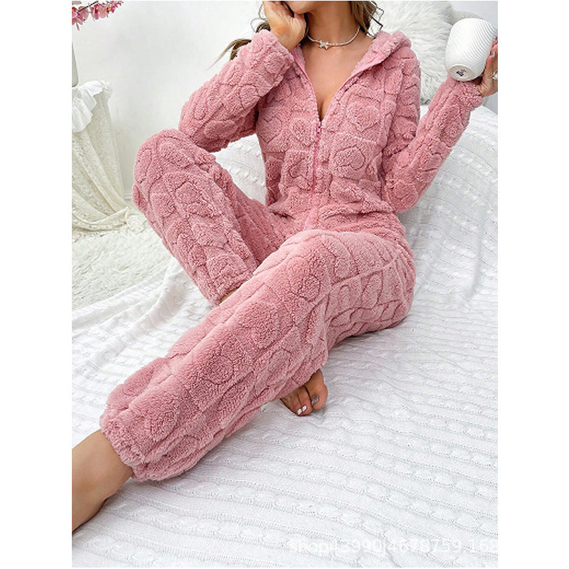 Ladies Comfortable Fleece Pants with Hood Lune London