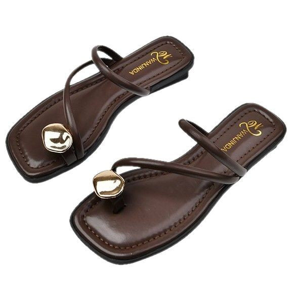 Women Elegant and Fashionable Strappy Sandals with Unique Metal Accent Lune London
