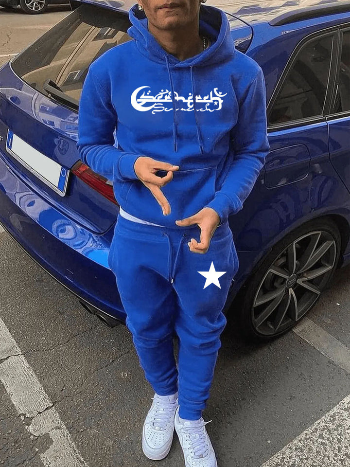 Hoodie and jogging pants set for men with a stylish star pattern Lune London
