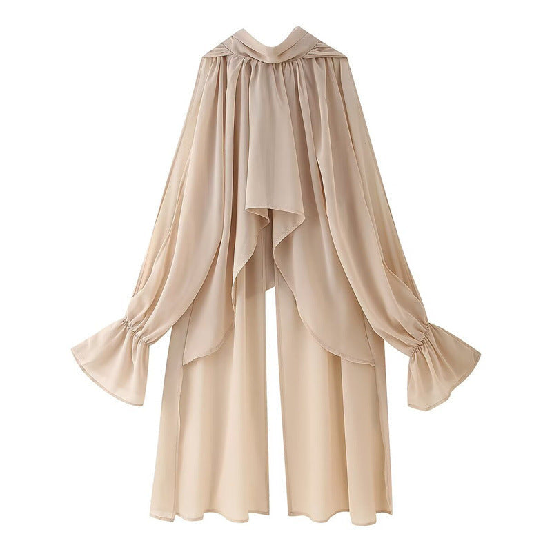 Women's Elegant Chiffon Cape with Voluminous Sleeves Lune London