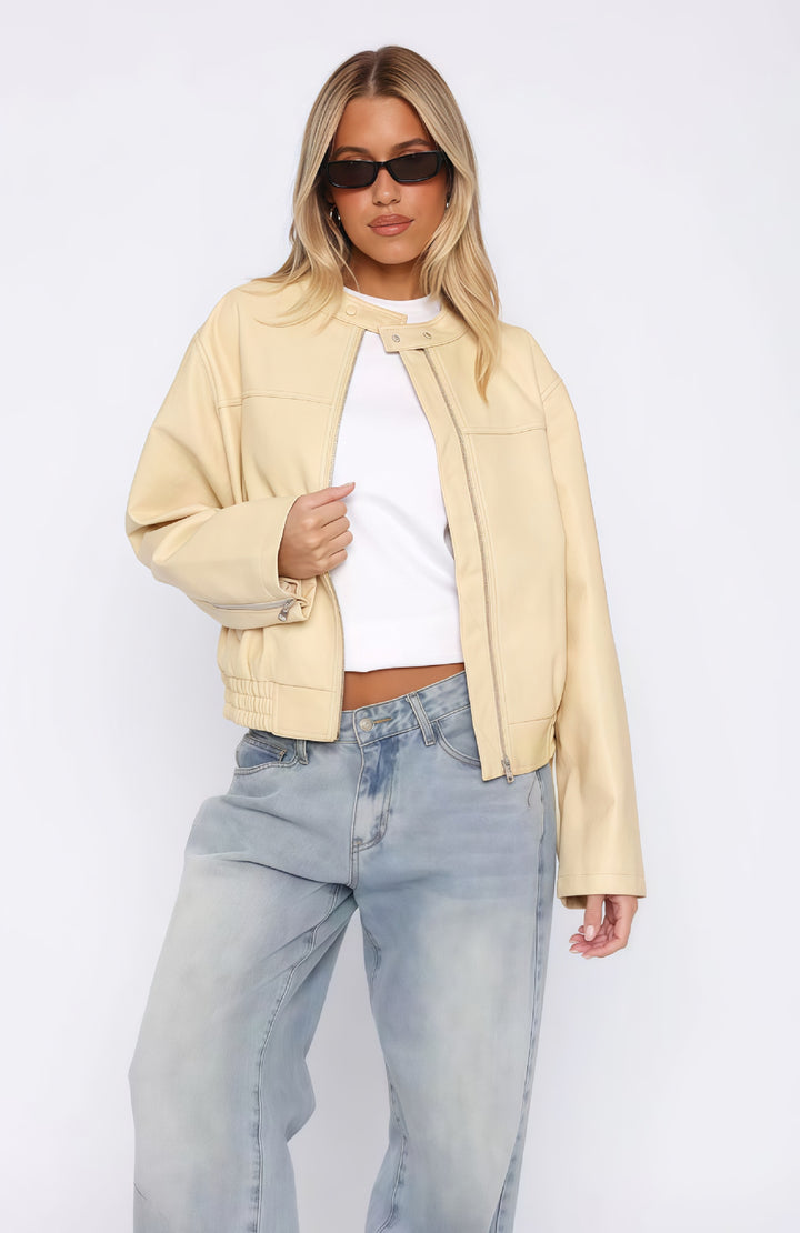 Casual and stylish synthetic leather jacket for women Lune London