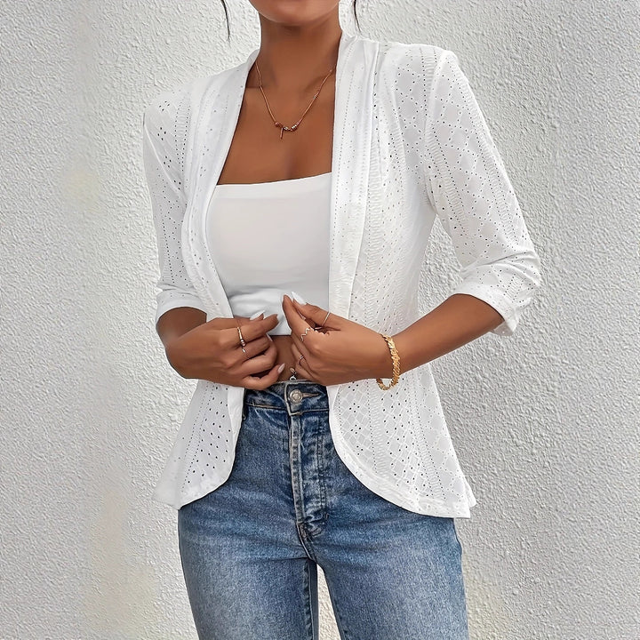 Elegant blazer jacket for women with perforated design and fitted cut Lune London