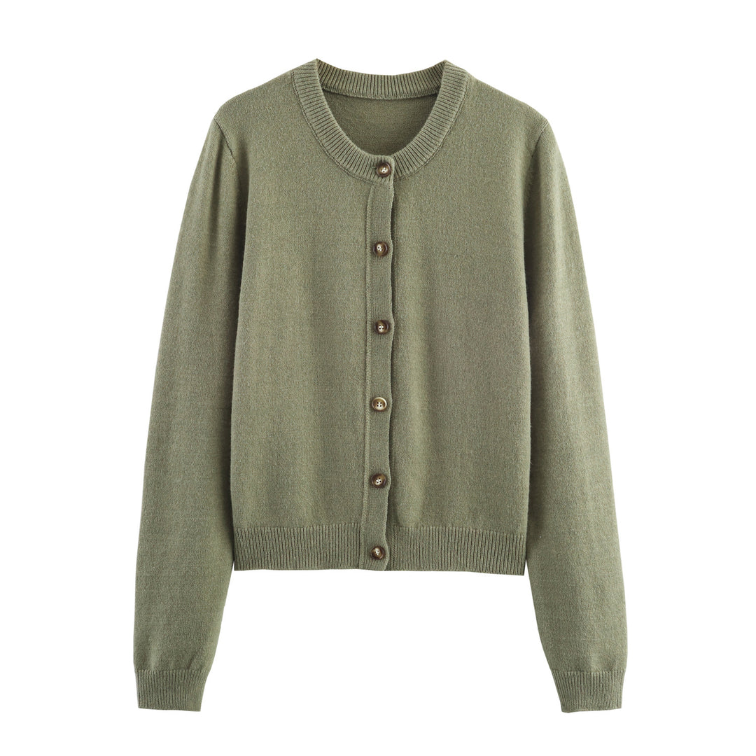 Womens knit jacket with button closure and fine woven structure Lune London