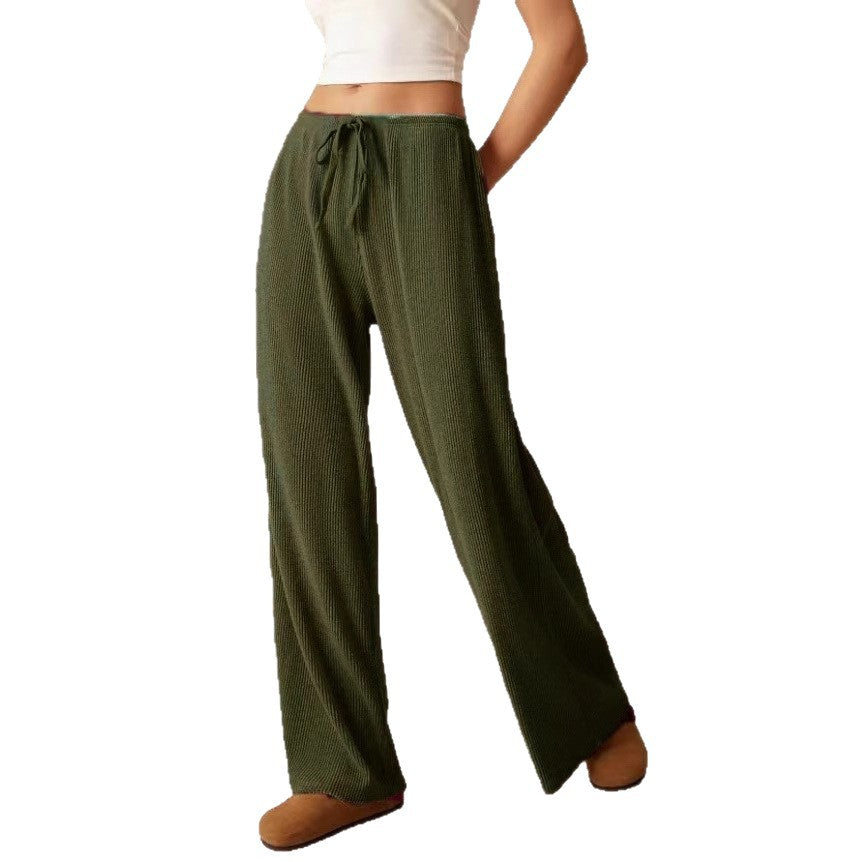 Wide ribbed trousers with drawstring Lune London