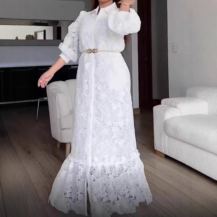 Robe maxi en dentelle élégante pour femmes avec des manches volumineuses Chic & Stil