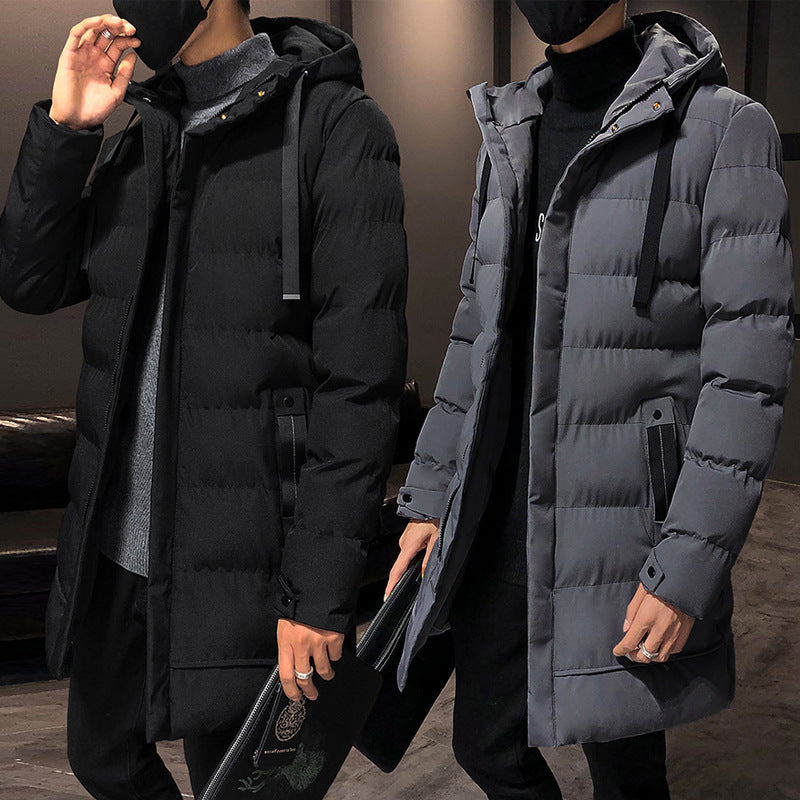 Long insulated puffer jacket for men with hood Lune London