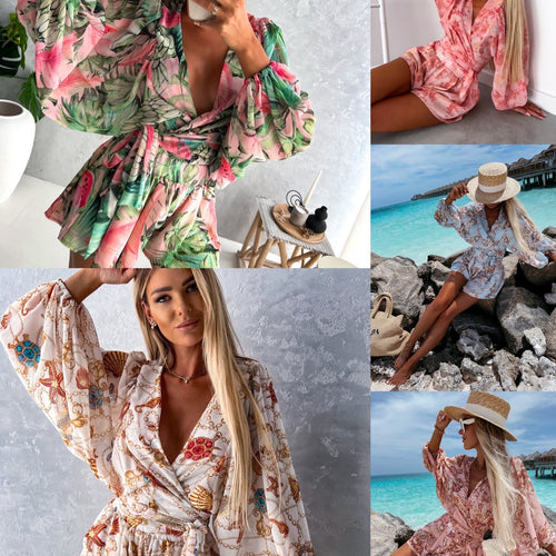 Women Elegant Bohemian Printed Dress Jumper Lune London