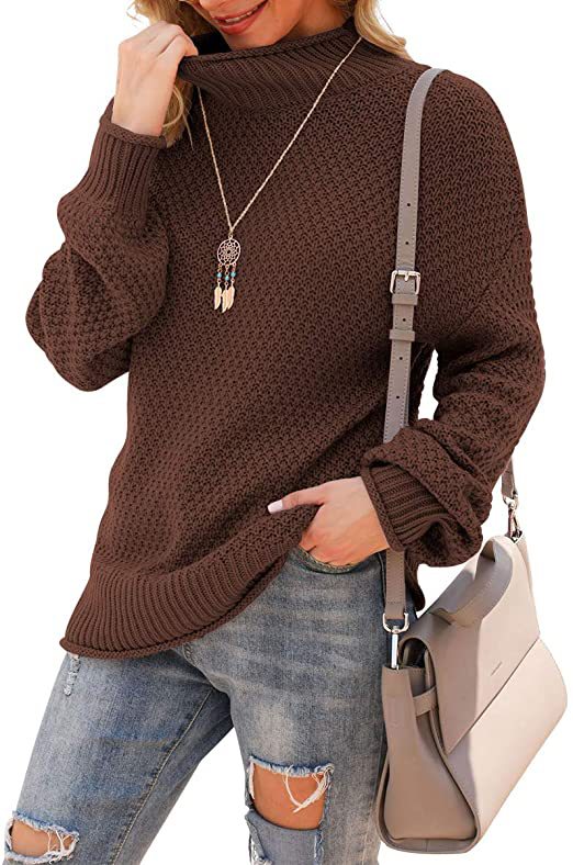 Women's sweater with high collar and structured knit pattern Lune London