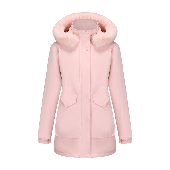 Ladies waterproof parka jacket with cozy faux fur collar Lune London