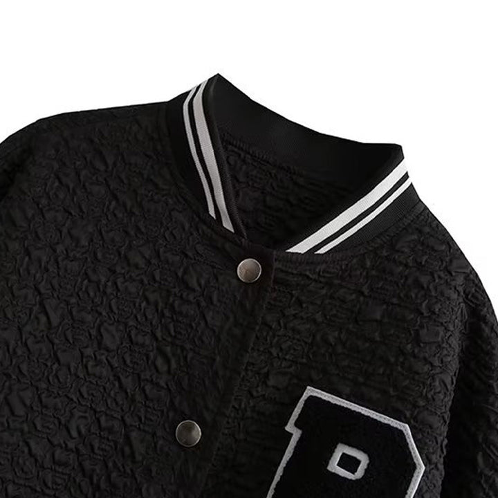 Sporty bomber jacket for women with textured upper material and chic and stylish details