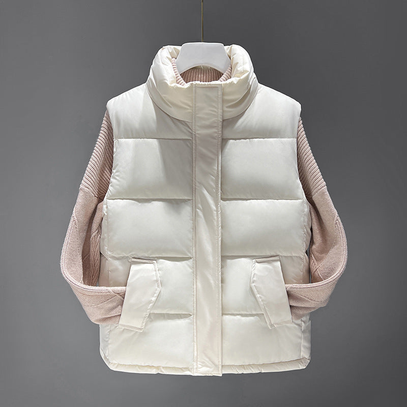 Ladies padded quilted gilet with high side pockets and modern collar Lune London
