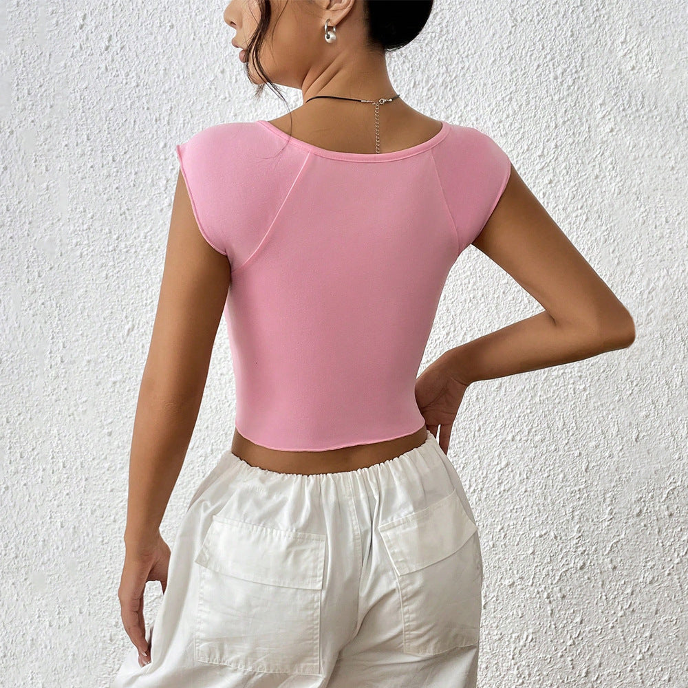 Chic & Stil Elegant draped design fitted women's crop top