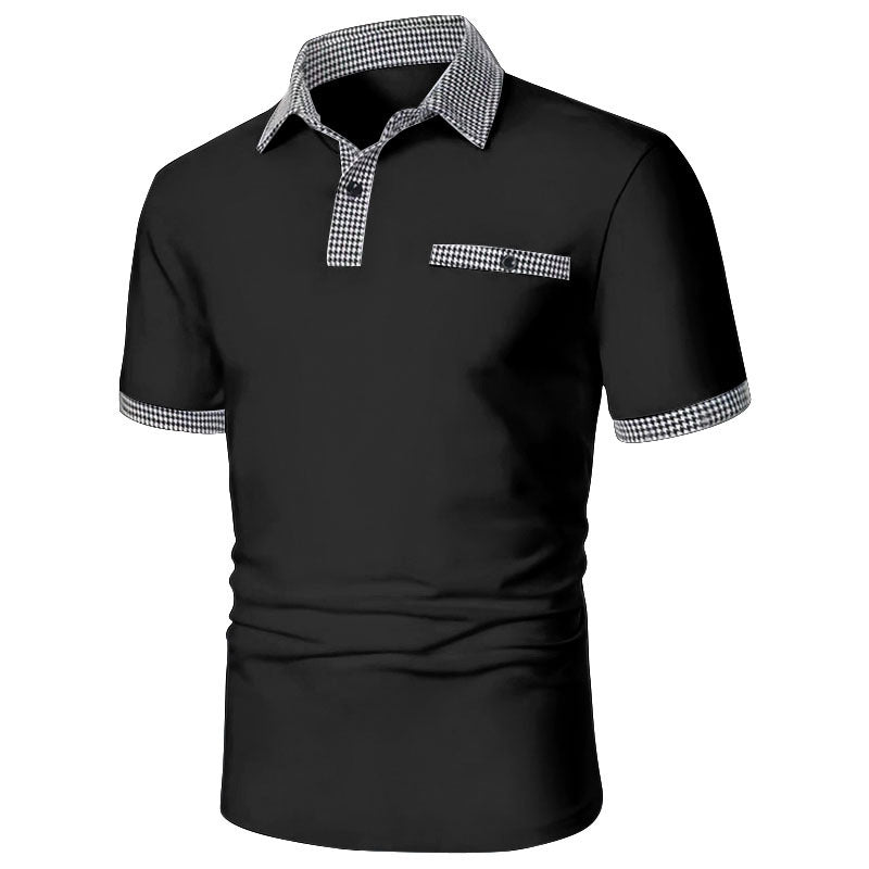Stylish short-sleeve polo shirt for men with a checkered accents Lune London