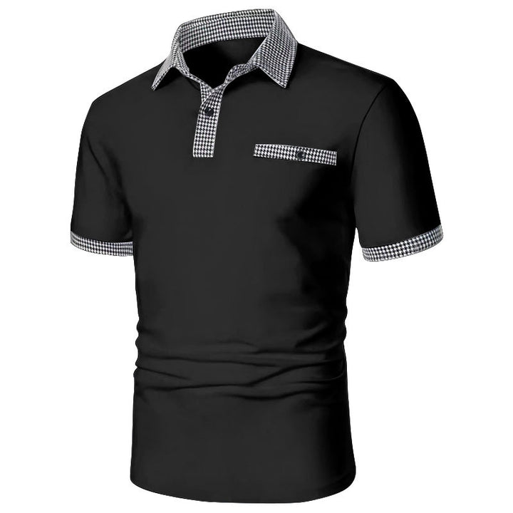 Stylish short-sleeve polo shirt for men with a checkered accents Lune London