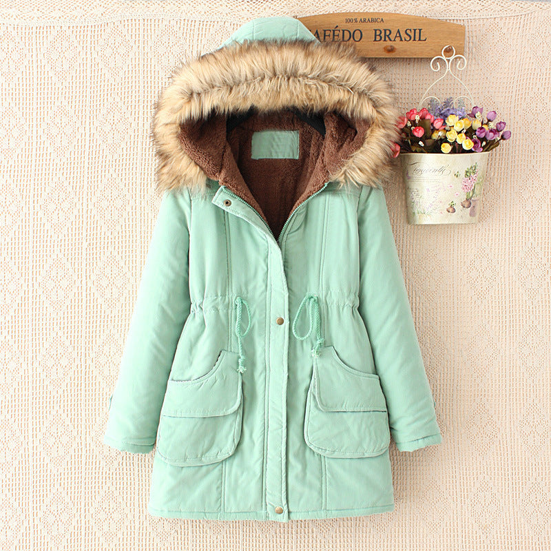 Ladies quilted transition jacket with faux fur collar and practical pockets Lune London