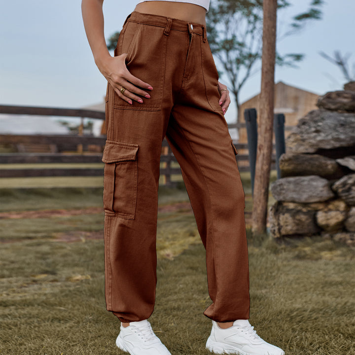 Women's cargo pants with side pockets and high waist Lune London
