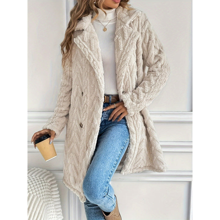 Ladies Teddy Plush Coat with Double-Breasted Closure and Structured Design Lune London