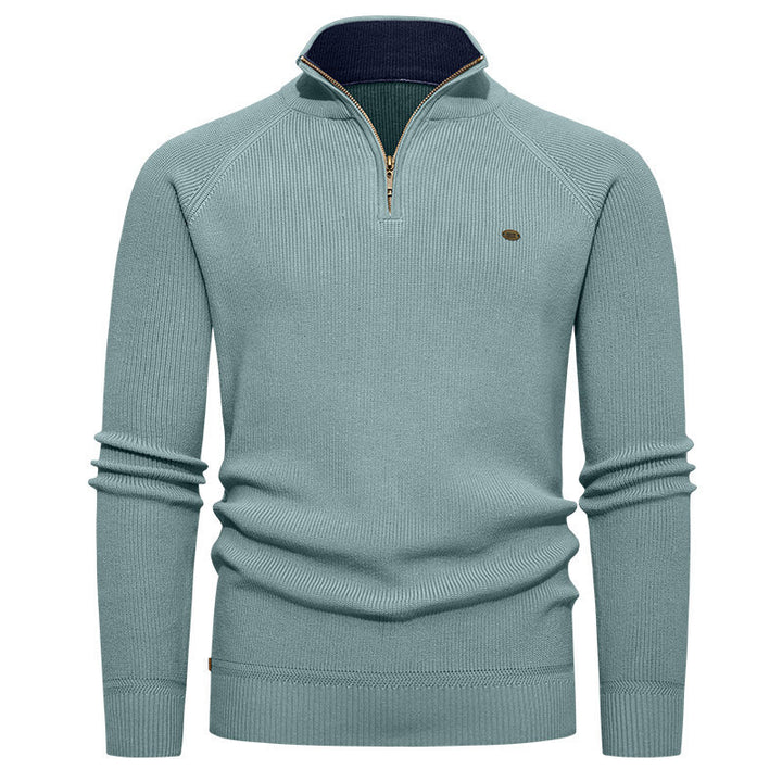 Knitted pullover for men with a high collar and zipper Lune London