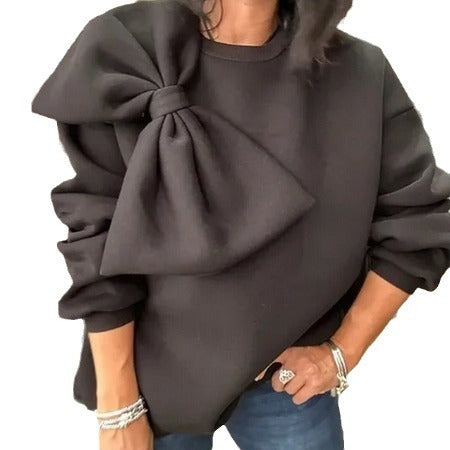 Ladies Fashion Sweatshirt with Decorative Bow Detail Lune London