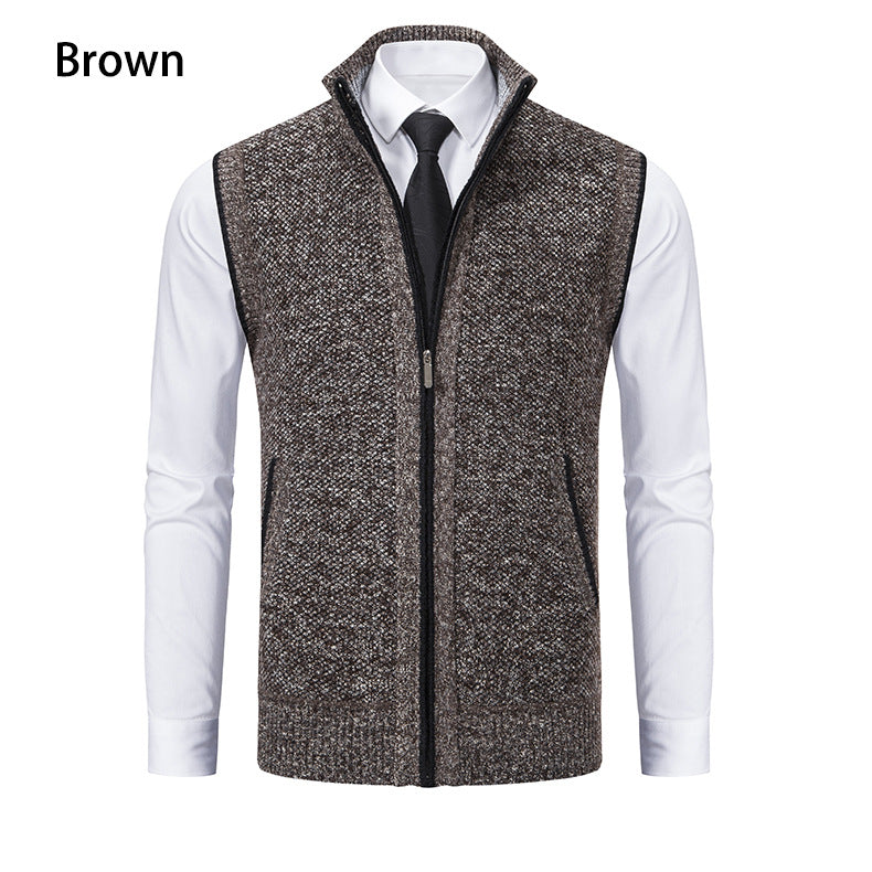 Men's Knit Vest with Zipper and Textured Design Lune London