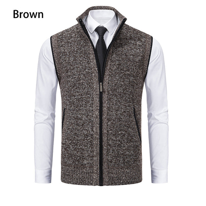 Men's Knit Vest with Zipper and Textured Design Lune London