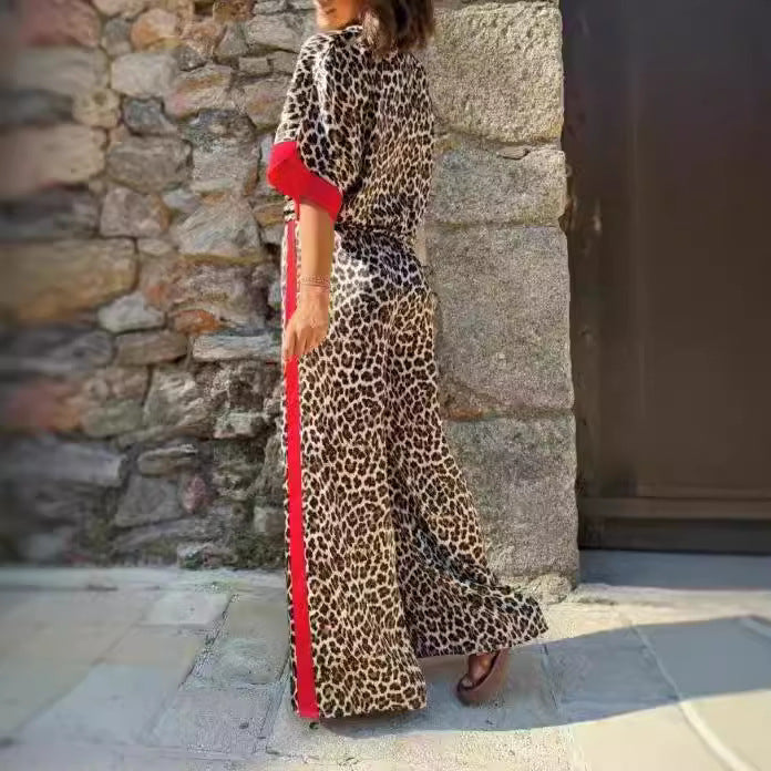 Ladies elegant leopard print jumpsuit with wide legs and relaxed fit Lune London
