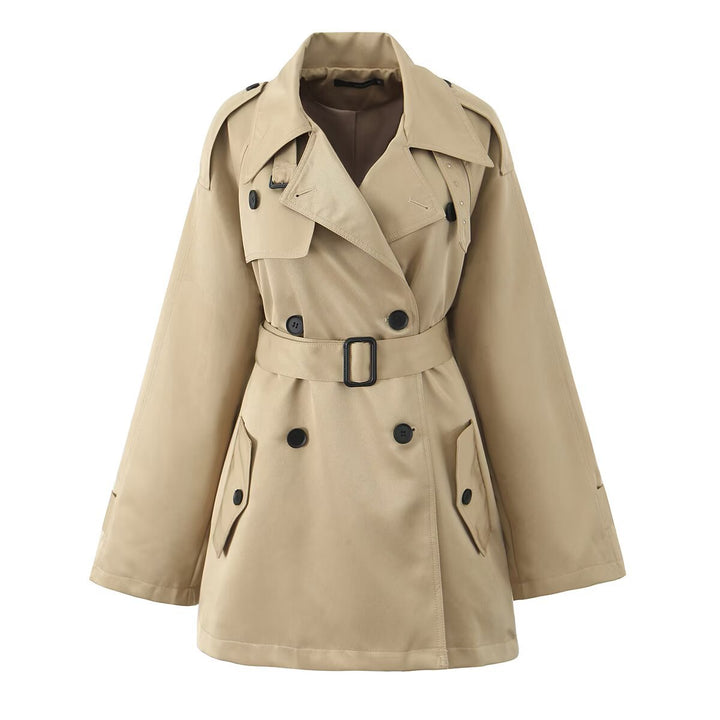 Trendy women's trench coat with a waist belt and practical pockets Lune London