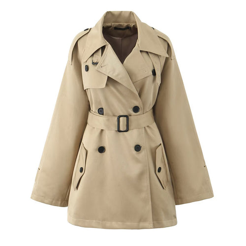 Trendy women's trench coat with a waist belt and practical pockets Lune London