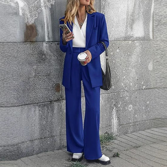 Chic and Stylish Elegant Set for Women with Wide Trousers and Modern Blazer