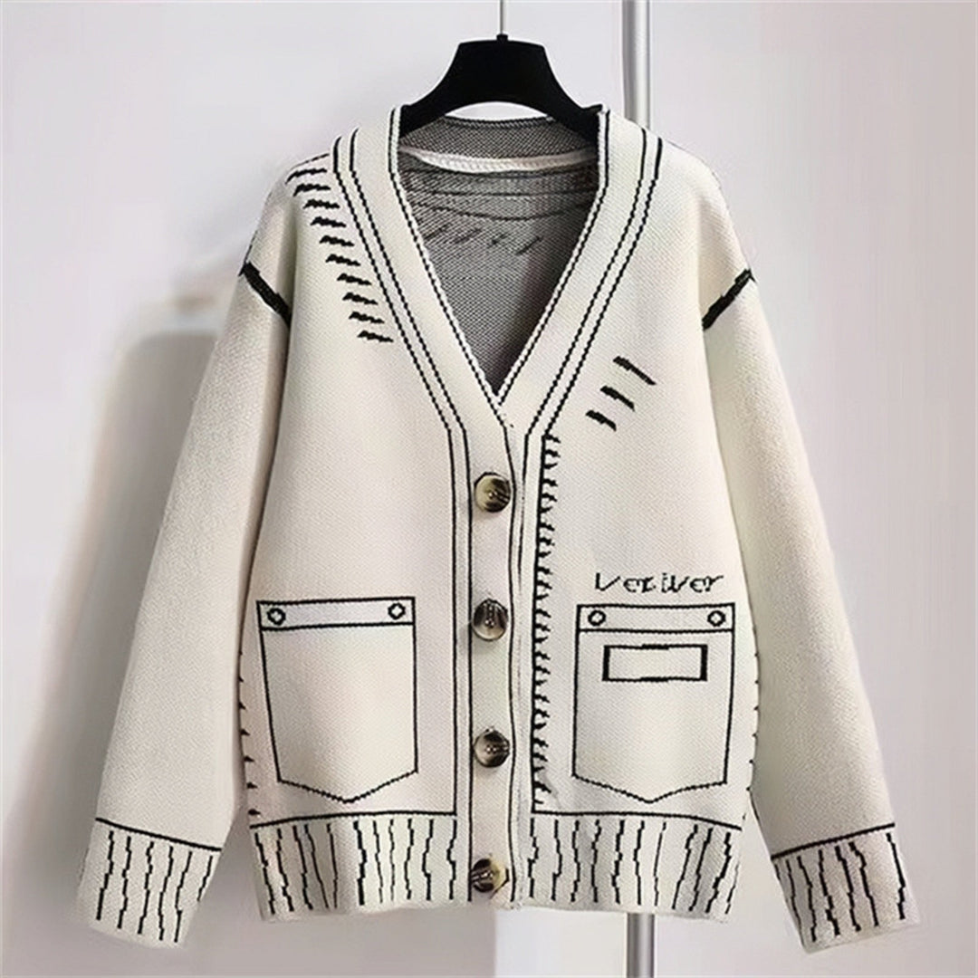 Women's Cardigan with Unique Graphic Design and High-Quality Button Details Lune London