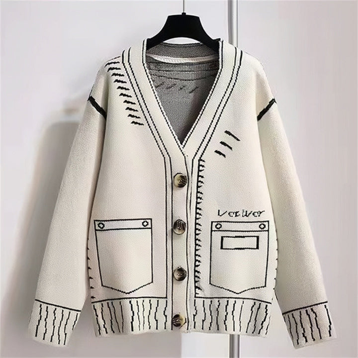 Women's Cardigan with Unique Graphic Design and High-Quality Button Details Lune London
