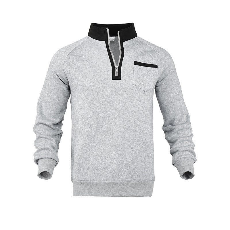 Men's modern hoodie with chest pocket and half-zip and chic sporty elements