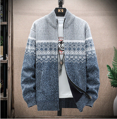 Men's Cardigan with Nordic Pattern and Trendy Zipper Lune London