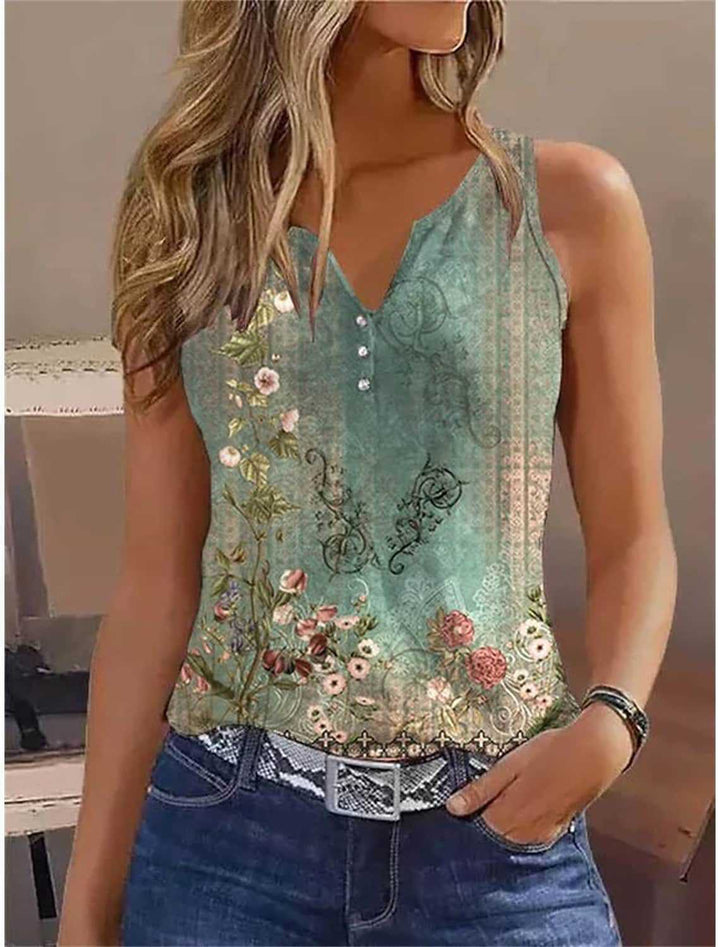 Ladies Elegant sleeveless top with floral accents Lune London