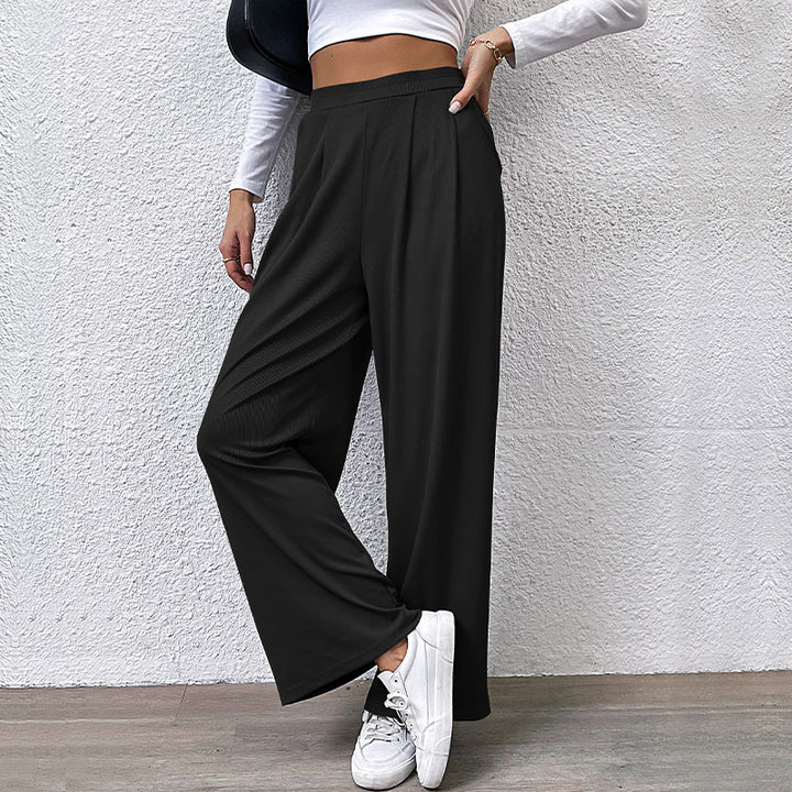 Wide chino pants for women with elegant draping and high waist Lune London