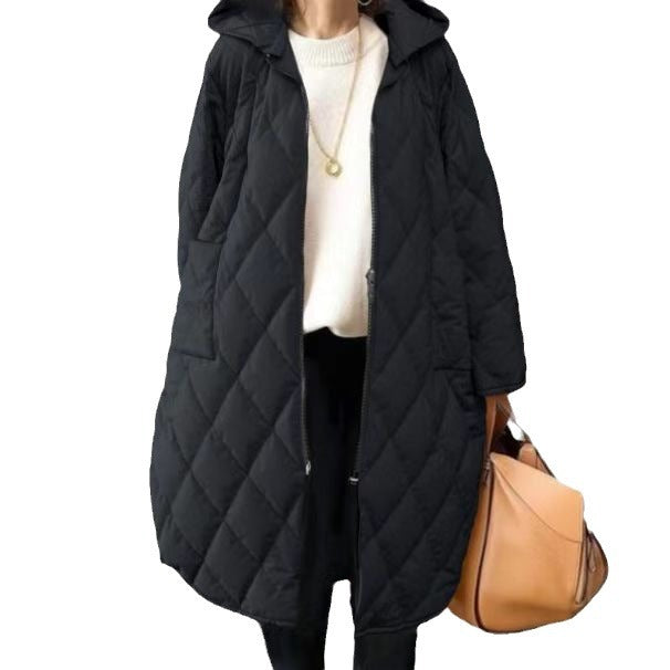 Ladies quilted transition jacket with hood and practical pockets Lune London