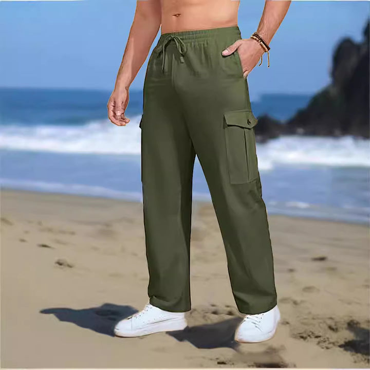 Casual cargo pants for men with elastic waistband and practical side pockets Lune London