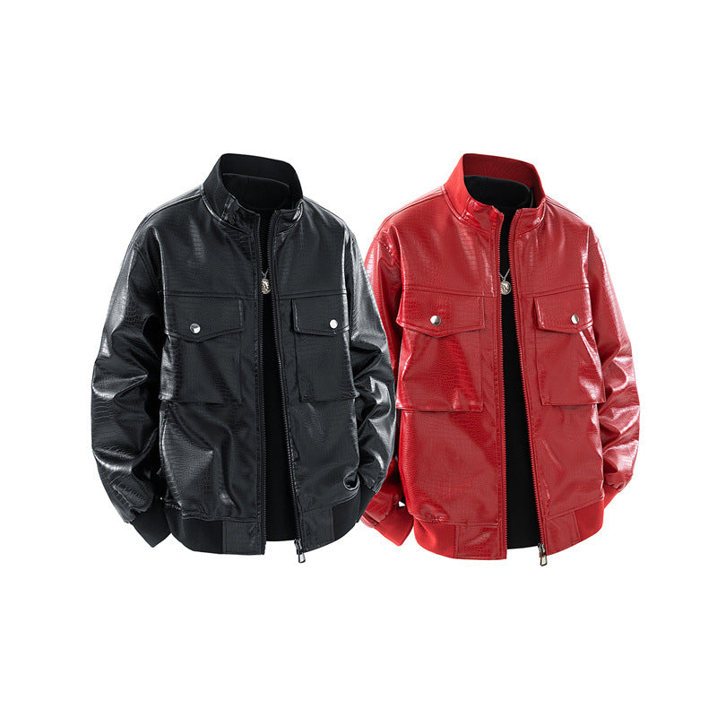 Casual pilot jacket for men in shiny faux leather Lune London