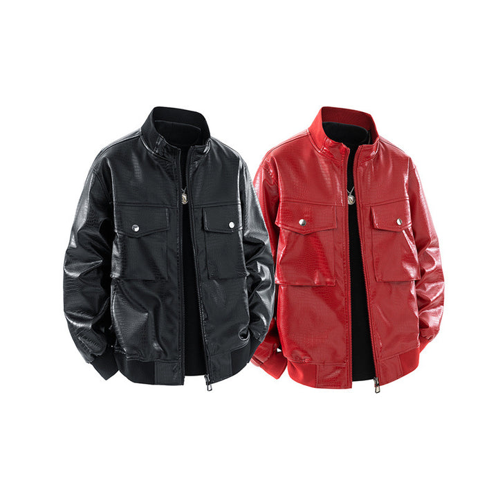 Casual pilot jacket for men in shiny faux leather Lune London